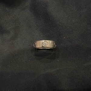 18K White Gold 3 Diamond 5.5mm LOVE Ring 5.25